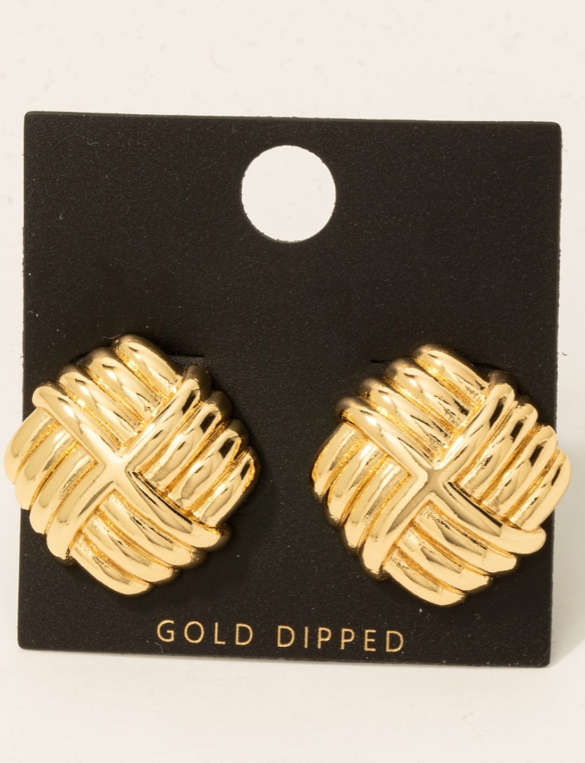 Gold Square Knot Stud Earrings