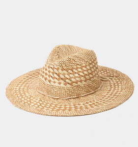 Checkered Straw Weave Sun Hat