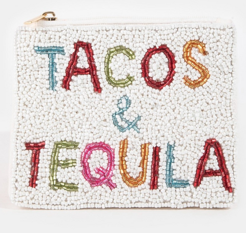 Tacos And Tequila Beaded Coin Purse