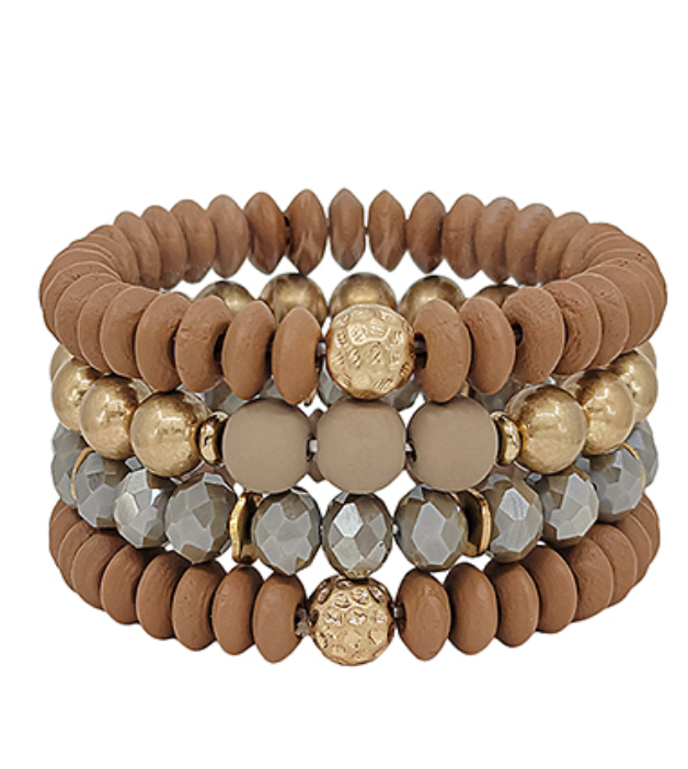 Wood & Ball Bracelet - Brown