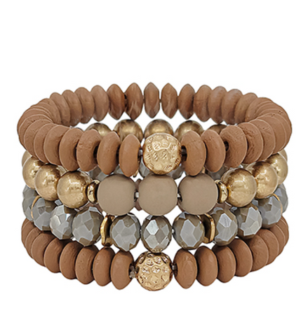 Wood & Ball Bracelet - Brown