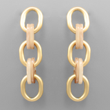 Taupe & Metal Chain Earrings