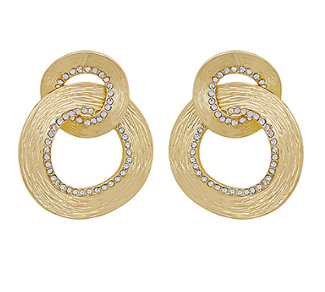 Linked Paved Gold Earrings