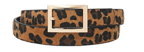 Rectangle Buckle Belt - Leopard Print