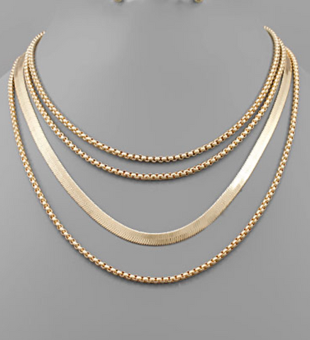4 layer Snake & Box Layer Necklace