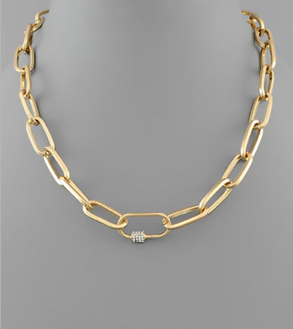 Crystal Carabiner Chain Necklace
