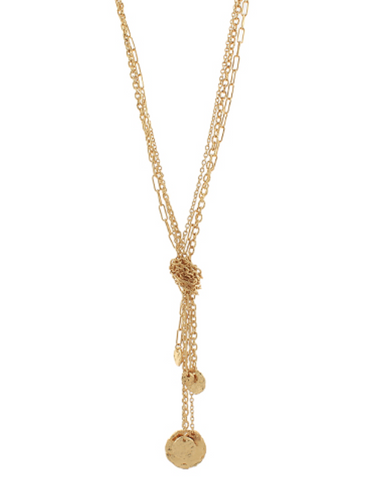 Knotted Layered Hammered Disc Necklace