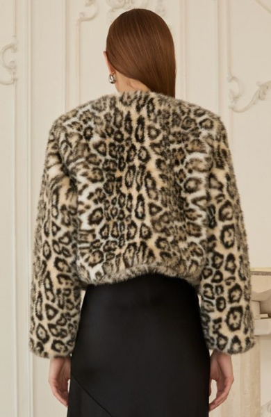 the Mel Leopard Fuzzy Coat