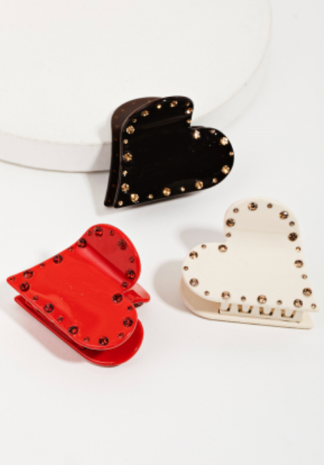 Heart with Stud Hair Clip