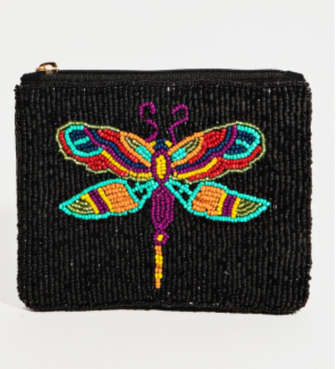 Dragon Fly Beaded Seed Bead Coin purse