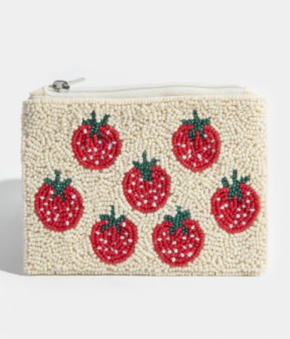 Multi Strawberry Seed Beaded Coin Purse