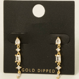 Cz Chain Dangle Earrings Gold Dipped Mixed