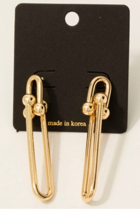 Long Oval Link Dangle Earrings