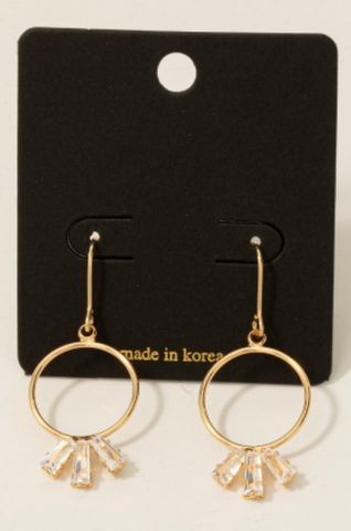 Baguette Charms Hoop Dangle Earrings