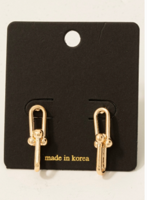 Double U Chain Link Dangle Earrings