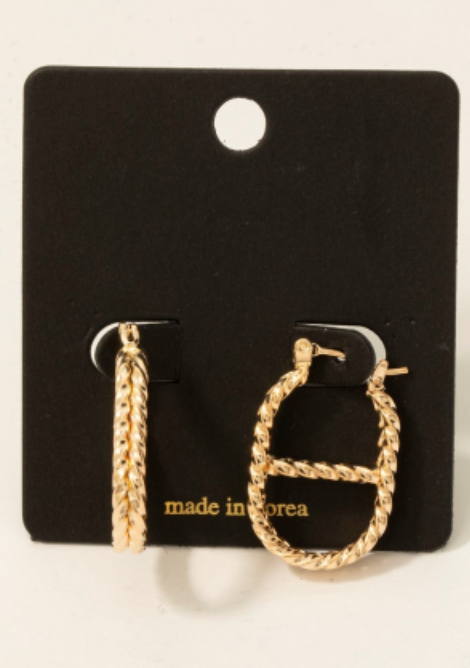 Twisted Oval Latch Hoop Earrings