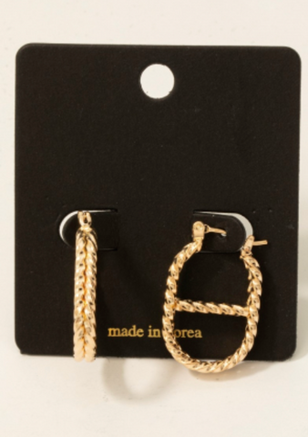 Twisted Oval Latch Hoop Earrings