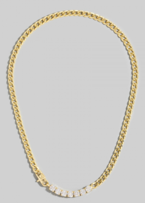 Curb Chain And Cz Tennis Necklace