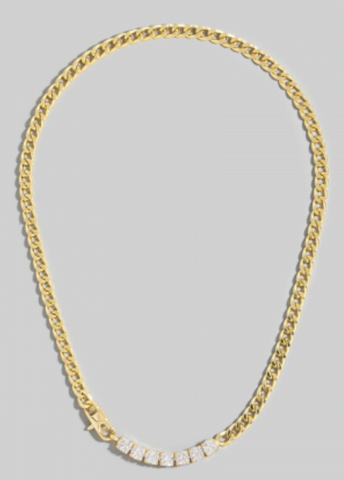 Curb Chain And Cz Tennis Necklace