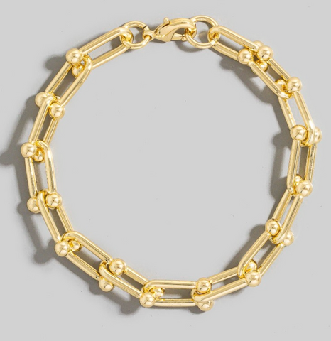 Gold Narrow U Chain Link Bracelet