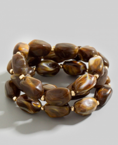 Brown Chunky Beads Bracelet Set