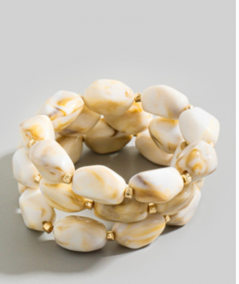 Ivory Chunky Beads Bracelet Set