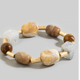 Stones And Metallic Tube Beaded Bracelet