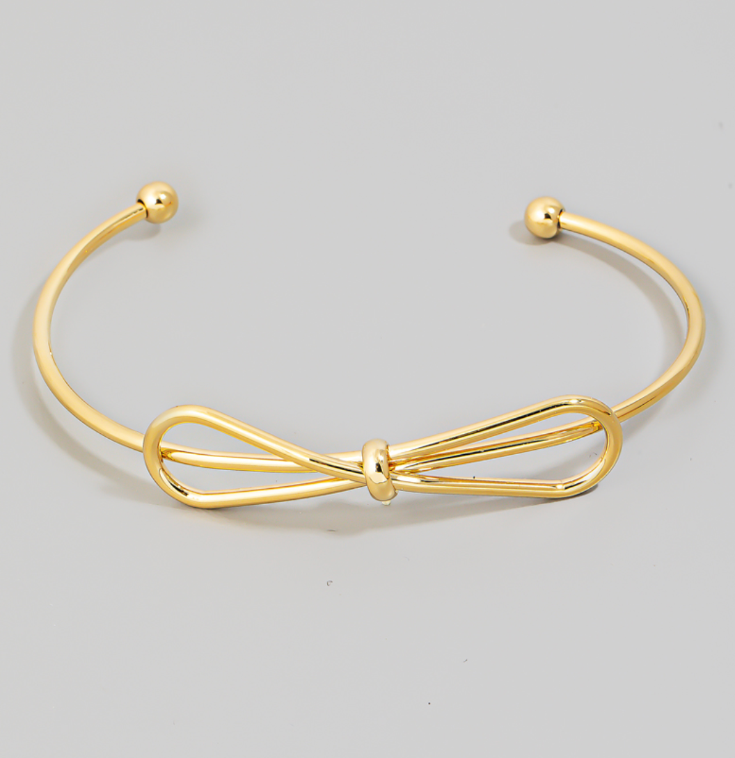 Ribbon Bow Metallic Cuff Bracelet