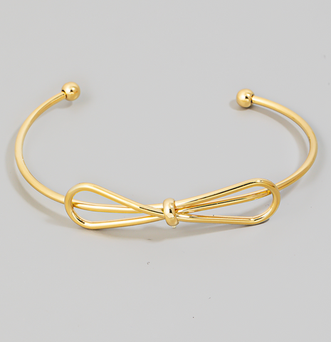Ribbon Bow Metallic Cuff Bracelet