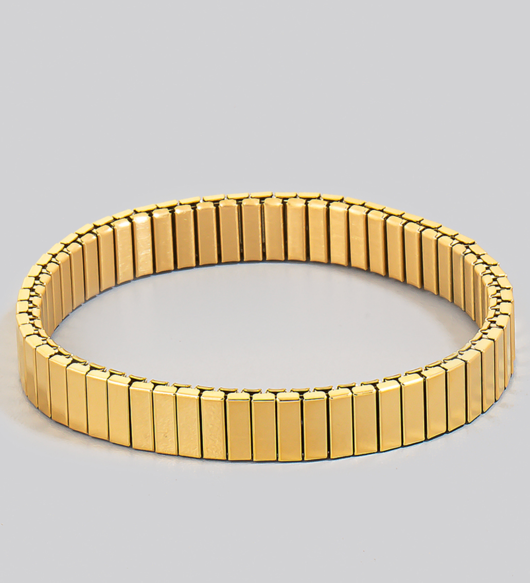 Rectangle Metallic Bars Elastic Bracelet