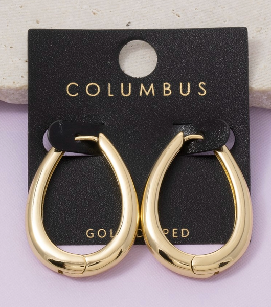 Gold Dipped Oval Hinge Hoop Earrings