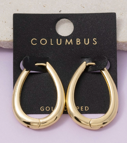 Gold Dipped Oval Hinge Hoop Earrings