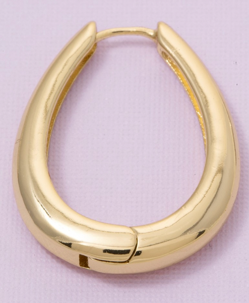 Gold Dipped Oval Hinge Hoop Earrings