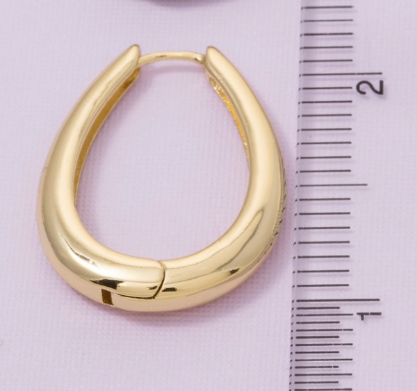 Gold Dipped Oval Hinge Hoop Earrings