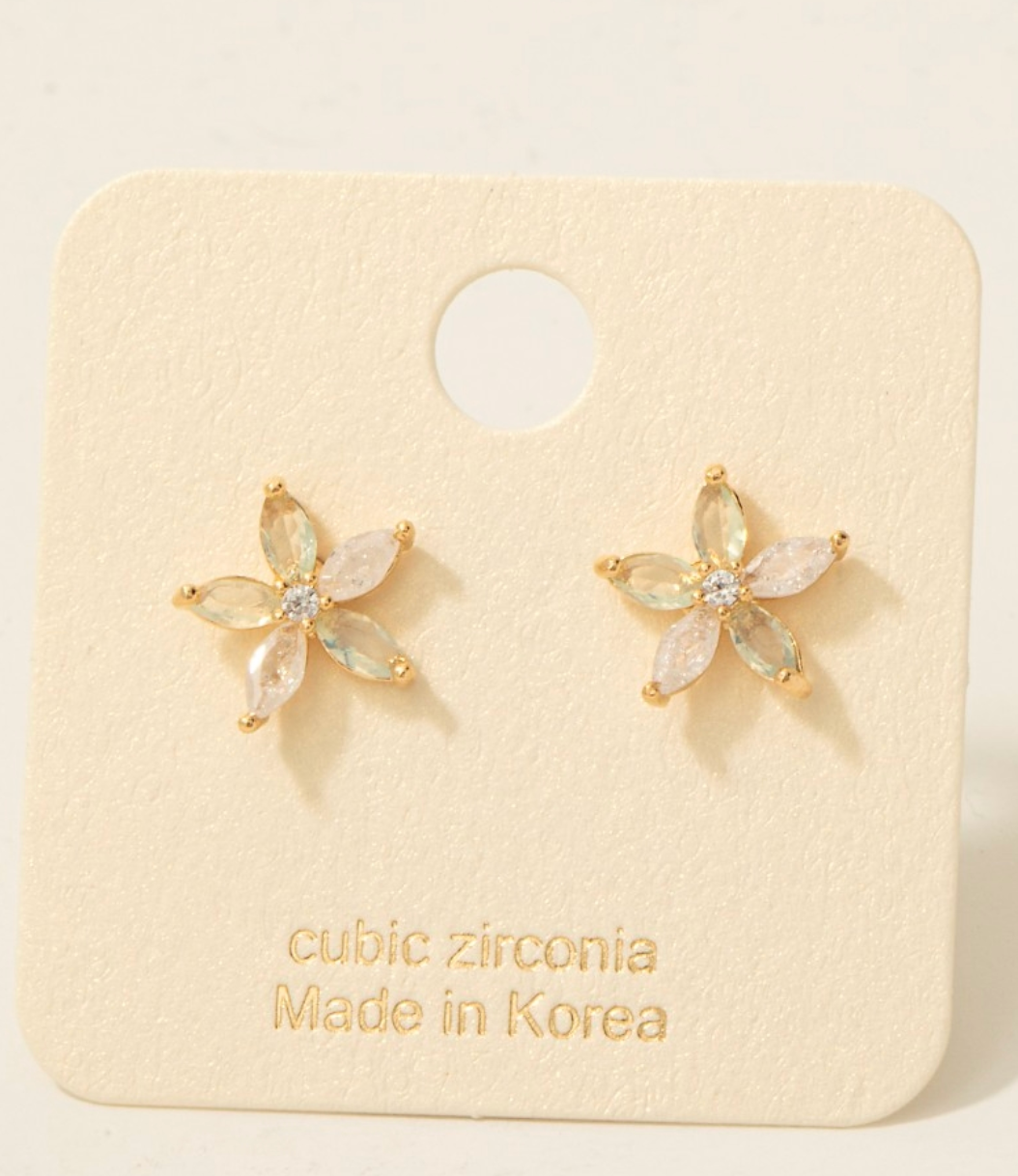 Cz Flower Stud Earrings