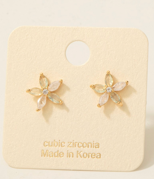 Cz Flower Stud Earrings