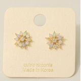 Flower Stud Earrings CZ