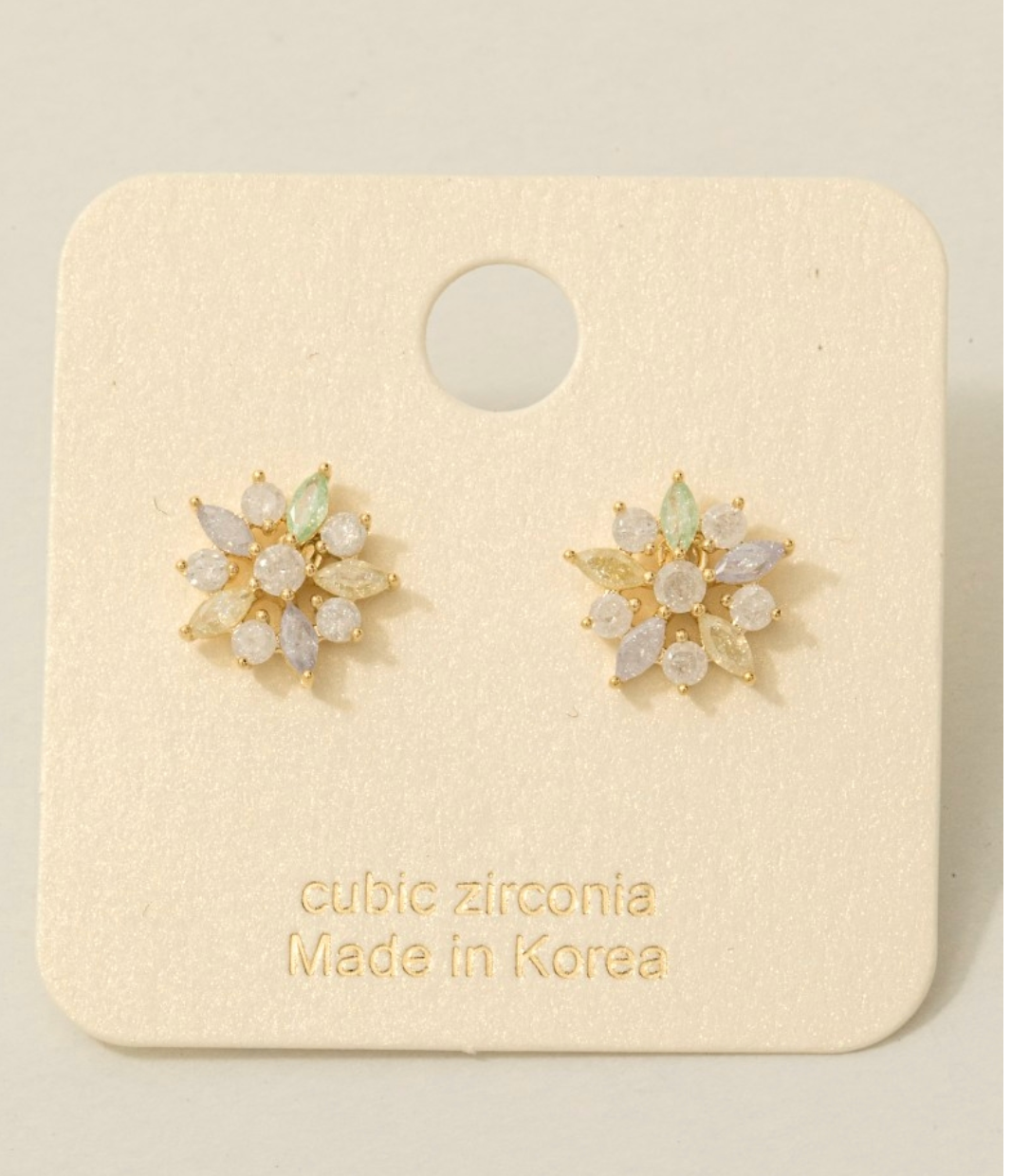 Flower Stud Earrings CZ