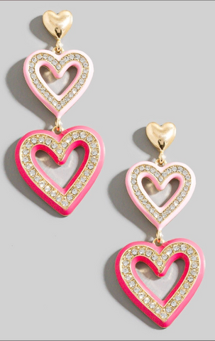 Enamel Heart Drop Earrings