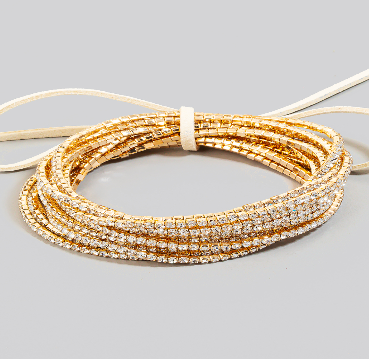 Set of Rhinestone Elastic Bracelets