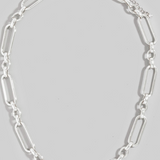 Silver Long Oval Classic Chain Necklace