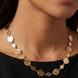Gold Hammered Coins Chain Necklace