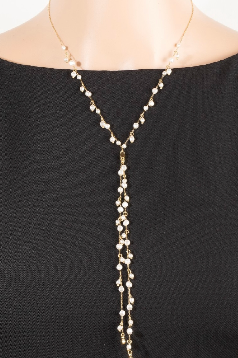 Dainty Pearls Long Y Chain Necklace