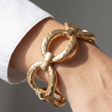 Hammered Gold Ovals Elastic Bracelet