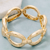 Hammered Gold Ovals Elastic Bracelet