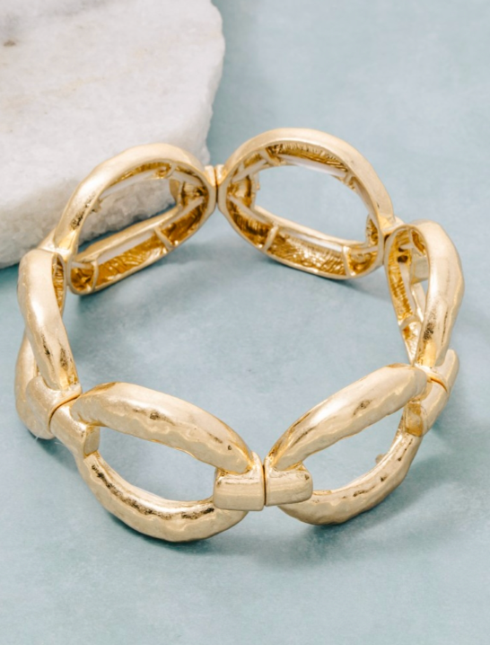 Hammered Gold Ovals Elastic Bracelet