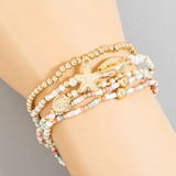 Sea Life Charms Mini Beaded Bracelet Set - Multi color