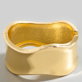 Gold Thick Wavy Hinge Bangle Bracelet