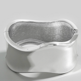 Silver Thick Wavy Hinge Bangle Bracelet