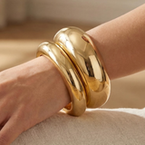 Gold Thick & Thin Hinge Bangle Set